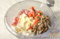 Салат с вешенками, ветчиной и сыром фета